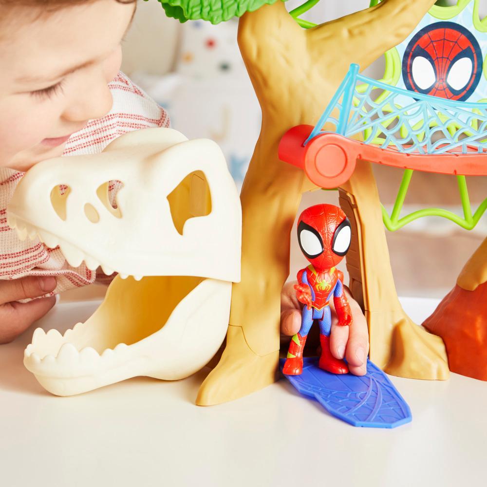 Spidey and His Amazing Friends Dino-Webs Treehouse Playset with Spider-Man toys Ages 3 - Image 9