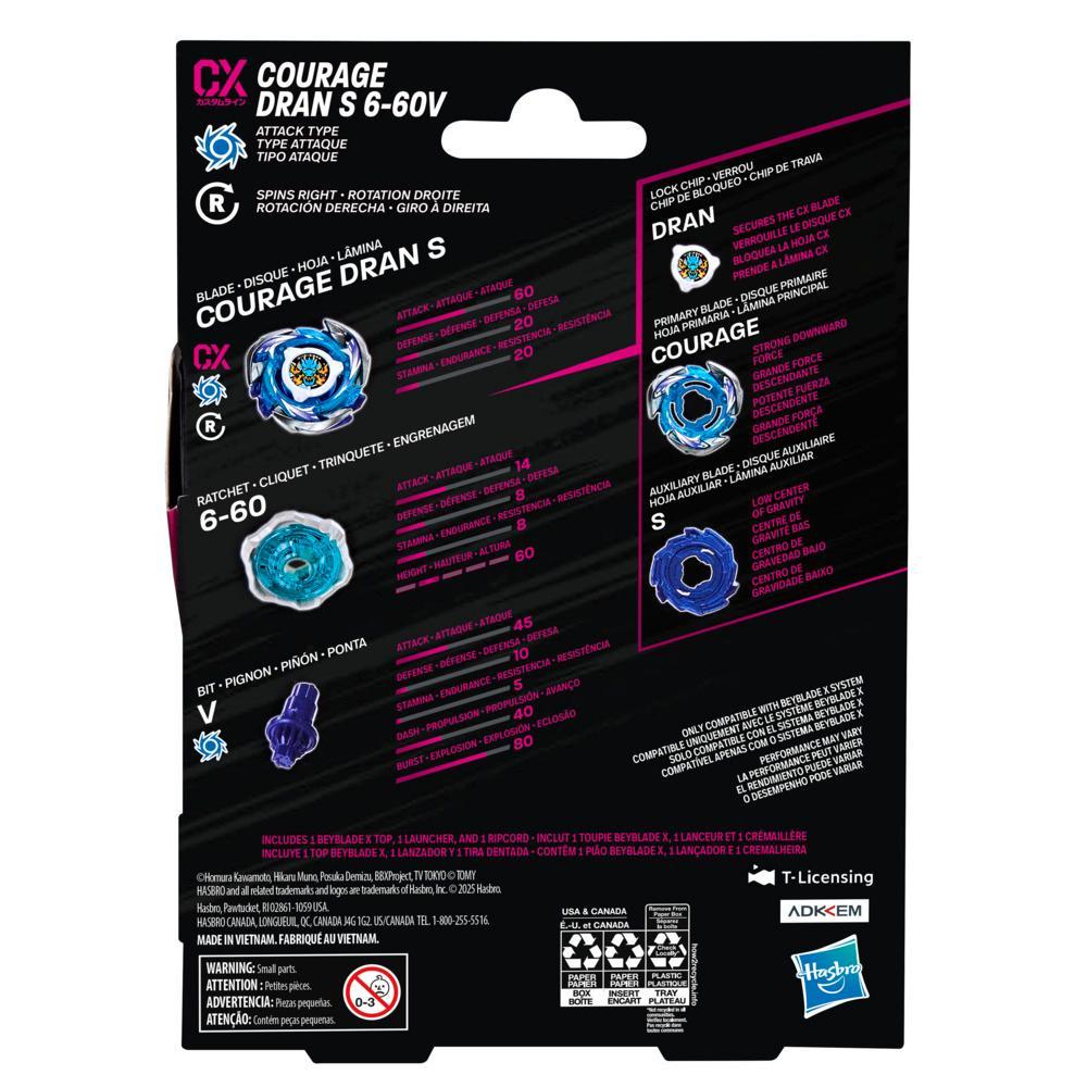 Beyblade X Courage Dran S 6-60V CX Starter Pack Set with Attack Type Top Launcher Ages 8 - Image 3