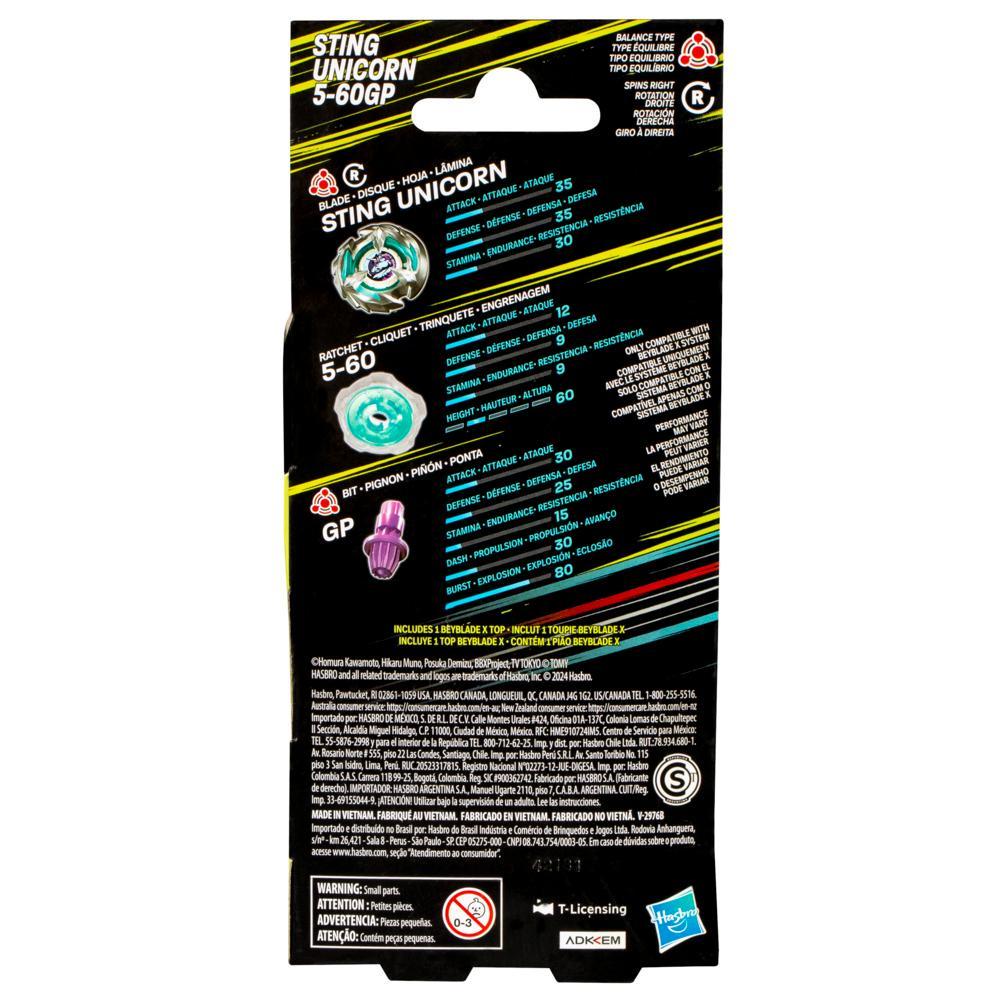 Beyblade X Sting Unicorn 5-60GP Top Booster Pack Set - Image 3