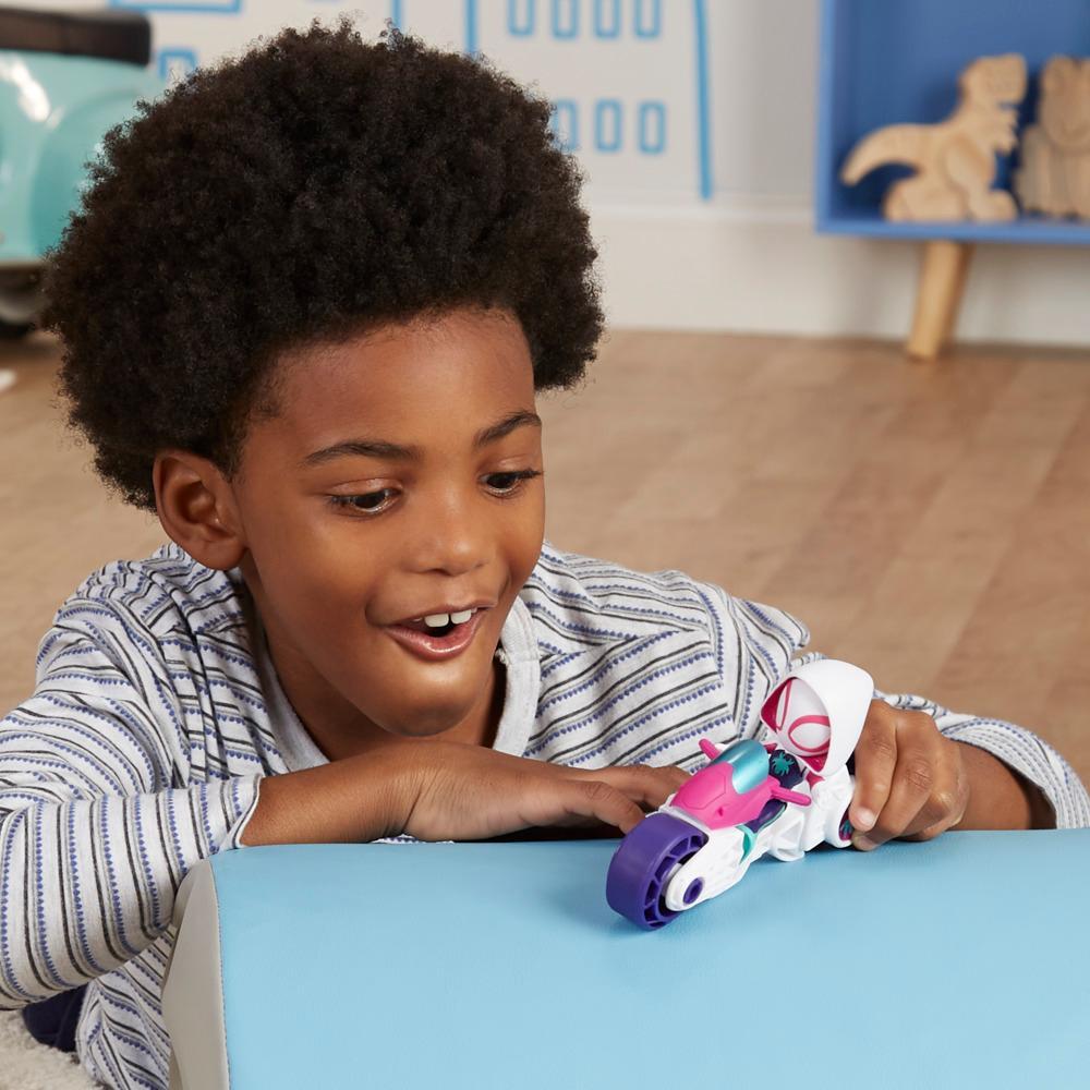 Marvel Spidey and His Amazing Friends Ghost-Spider Action Figure Toy Motorcycle Kids 3 and Up - Image 4