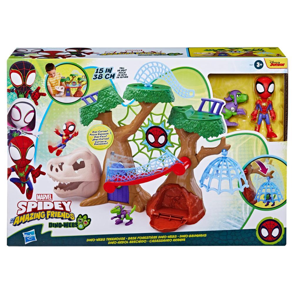 Spidey and His Amazing Friends Dino-Webs Treehouse Playset with Spider-Man toys Ages 3 - Image 7