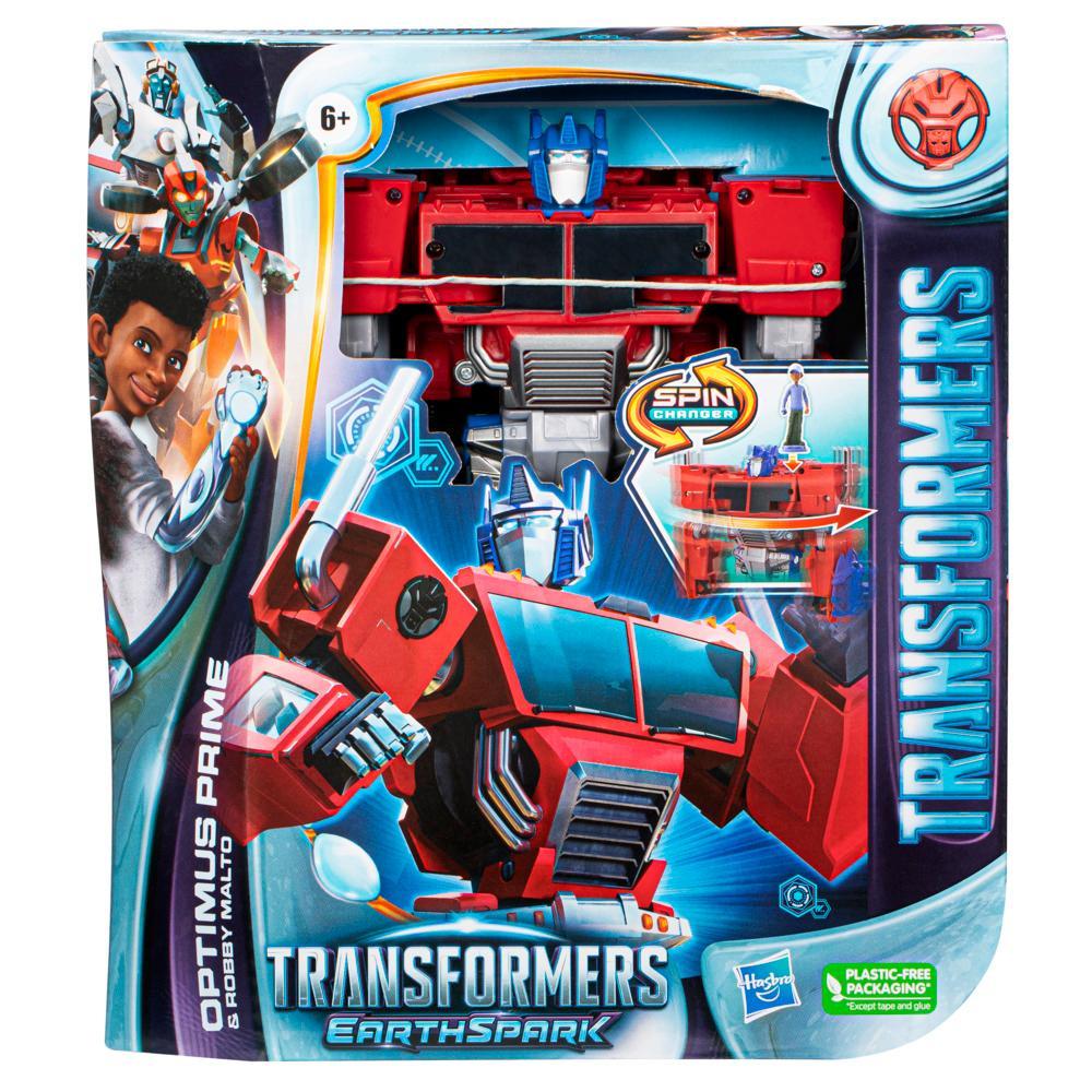 Transformers EarthSpark Spin Changer Optimus Prime Action Figure with Robby Malto Figure - Image 7