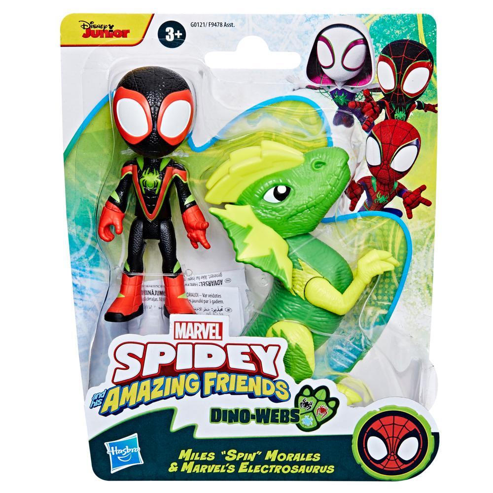 Marvel Spidey and His Amazing Friends Dino-Webs Miles Spin Morales Marvels Electrosaurus Action Figures - Image 2