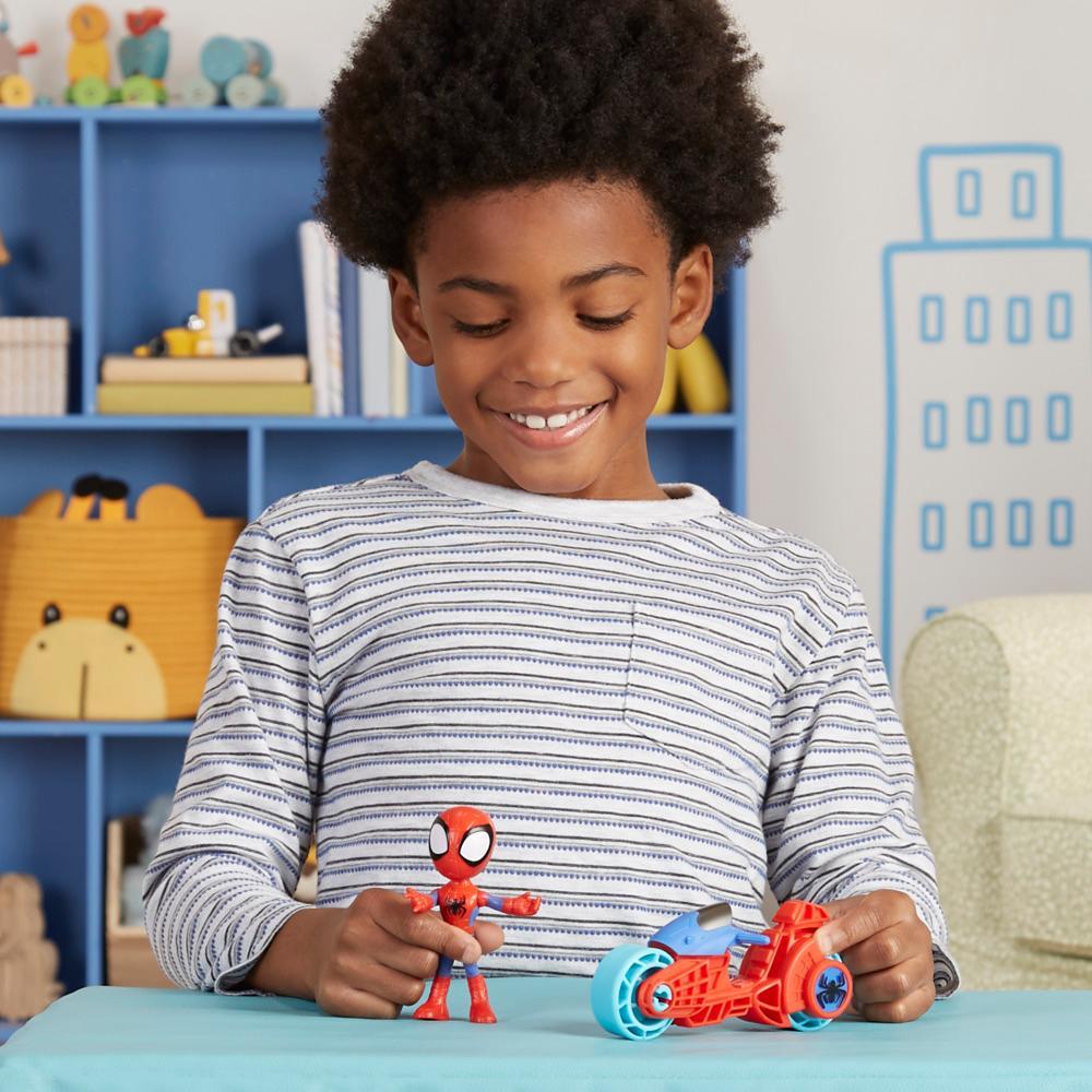 Marvel Spidey and His Amazing Friends Spidey Action Figure Toy Motorcycle Kids 3 and Up - Image 4
