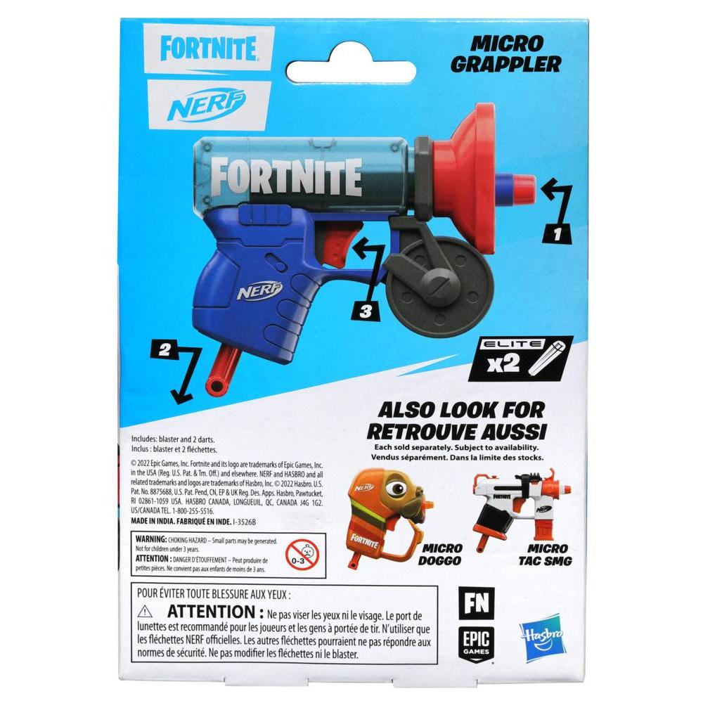 Nerf Fortnite MicroShots Micro Grappler Mini Dart-Firing Blaster Fortnite Grappler Equipment Design 2 Nerf Elite Darts - Image 3