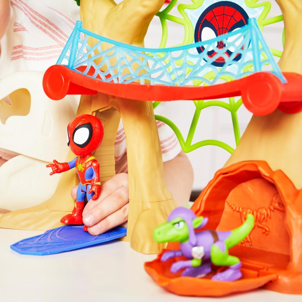Spidey and His Amazing Friends Dino-Webs Treehouse Playset with Spider-Man toys Ages 3 - Image 3